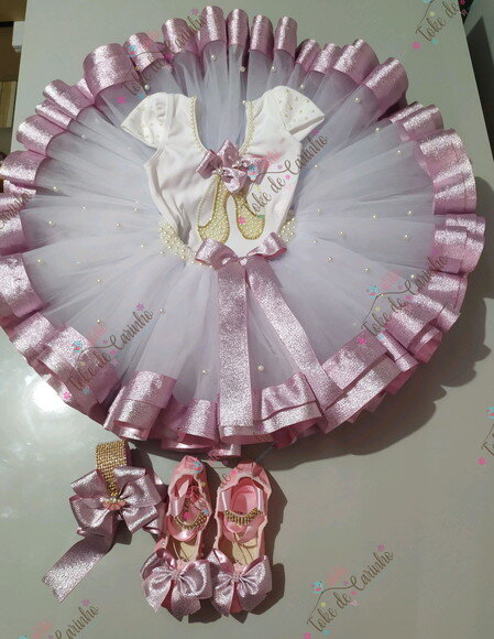 Fantasia "bailarina Luxo" Completa. Tamanho 1 ou 2 Anos.