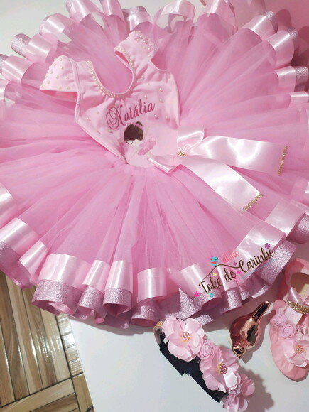 Fantasia bailarina Luxo Completa. Tamanho 1 ou 2 Anos.