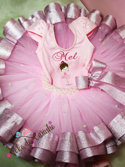 Fantasia Bailarina Luxo Completa. Tamanho 1 ou 2 anos.