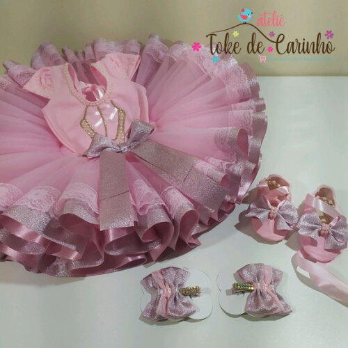Fantasia bailarina Luxo Completa. Tamanho 3 até 6 Anos.