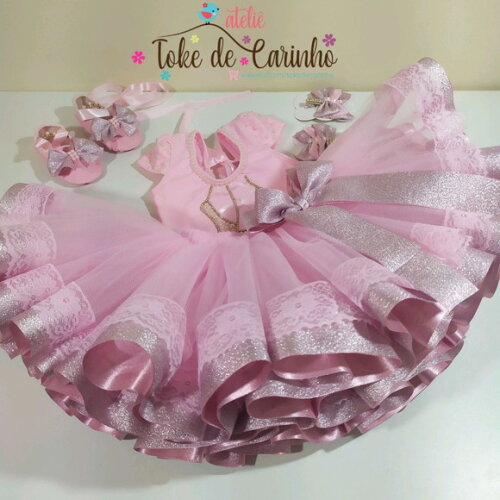 Fantasia bailarina Luxo Completa. Tamanho 3 até 6 Anos.