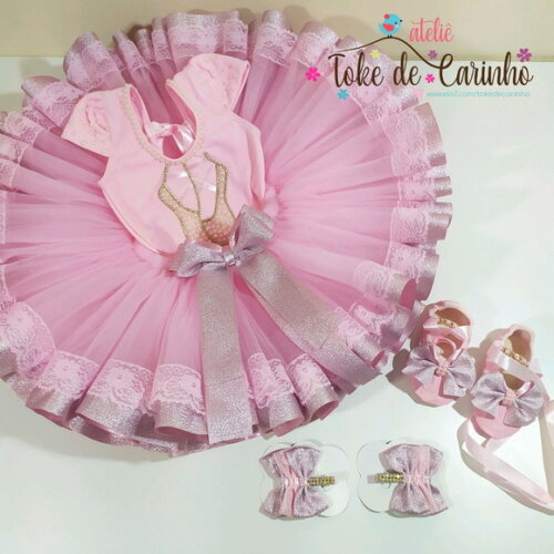 Fantasia "bailarina Luxo" Completa. Tamanho 3 até 6 Anos.