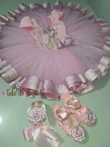 Fantasia bailarina Luxo Completa. Tamanho 4 ou 6 Anos.