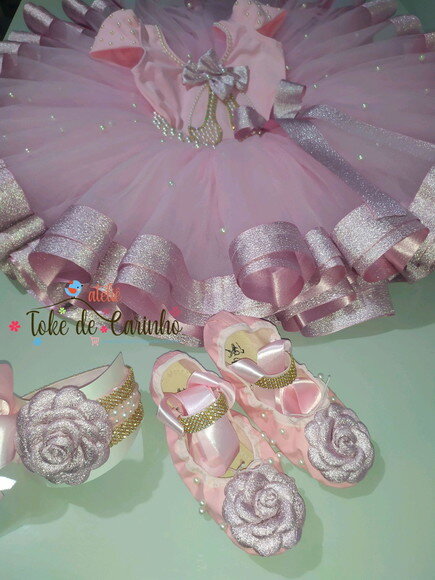 Fantasia bailarina Luxo Completa. Tamanho 4 ou 6 Anos.
