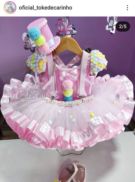 Fantasia circo/palhaçinha com Sapatilha. Tam 1 ou 2 Anos