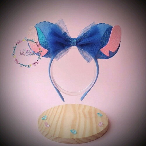 Fantasia stitch com Tiara ou Laço. Tamanho 3 até 6 Anos.