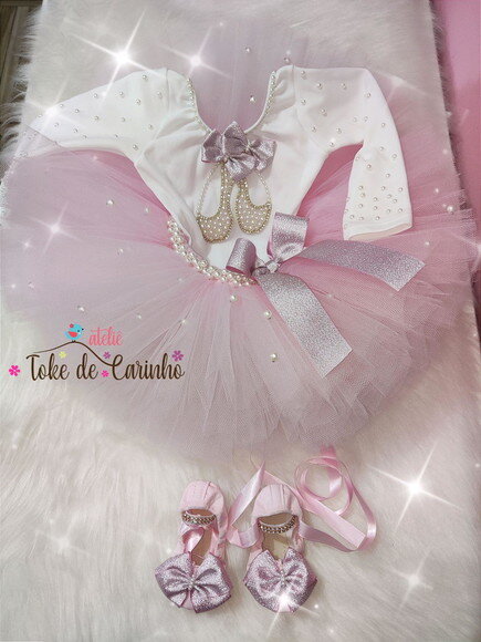 Fantasia Bailarina + Sapatilha. Tamanho 1 ou 2 anos.