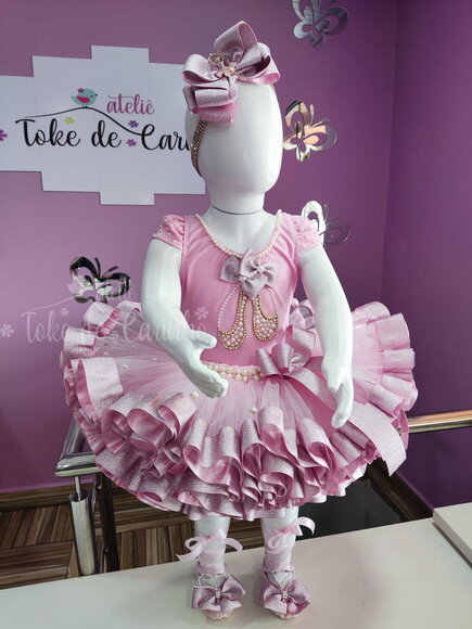 Fantasia Bailarina Completa 5 Peças. Tamanho 1 até 3 Anos.