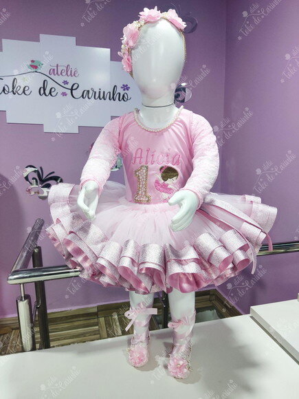 Fantasia Bailarina Completa 5 Peças. Tamanho 1 ou 2 Anos.