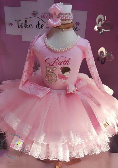 Fantasia Bailarina Completa 5 Peças. Tamanho 4 ou 6 Anos.