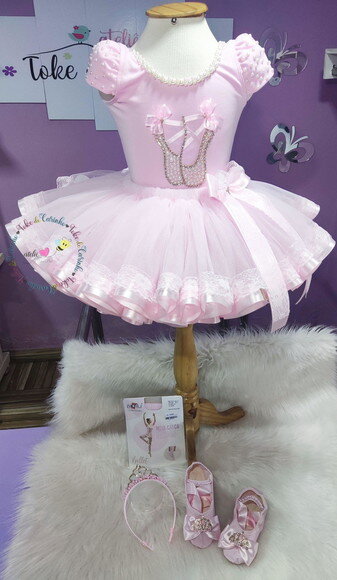 Fantasia Bailarina Completa 5 Peças. Tamanho 4 ou 6 Anos.