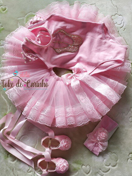 Fantasia bebê 1 ano. Tema Bailarina Luxo.
