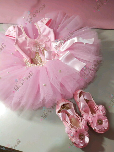 Fantasia Infantil Bailarina Completa. Tamanho 1 ou 2 anos.