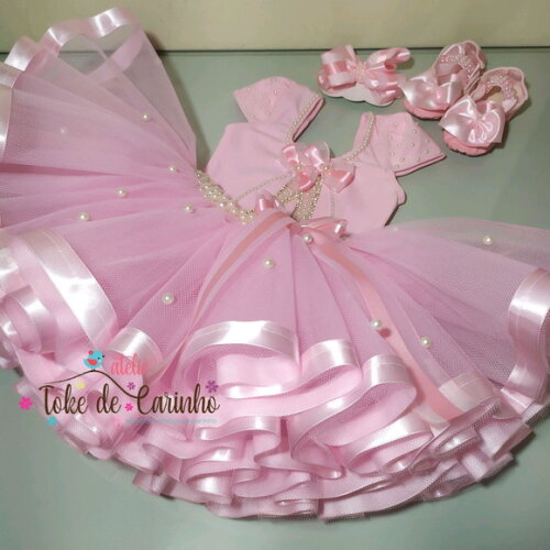 Fantasia Infantil bailarina Completa. Tamanho 1 ou 2 Anos.