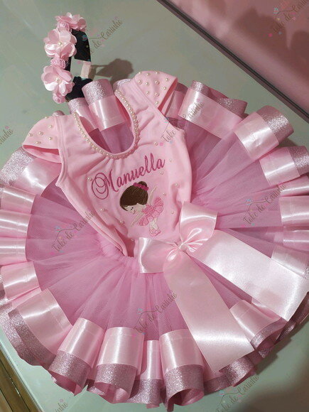 Fantasia Infantil "Bailarina". Tamanho 1 ou 2 anos