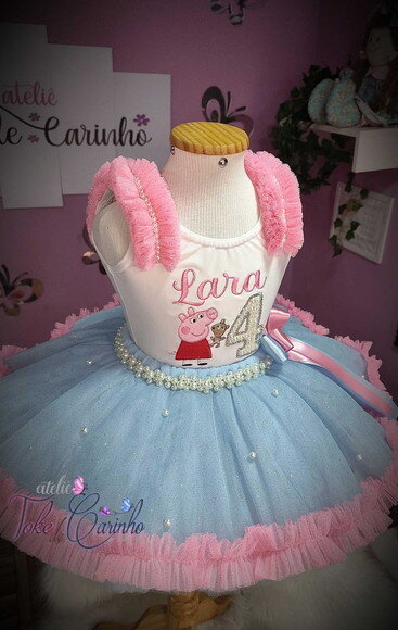 Fantasia Infantil Peppa Pig. Tamanho 3 a 6 Anos.