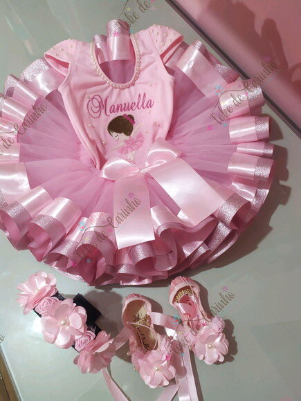Fantasia Infantil Completa bailarina. Tamanho 1 ou 2 .