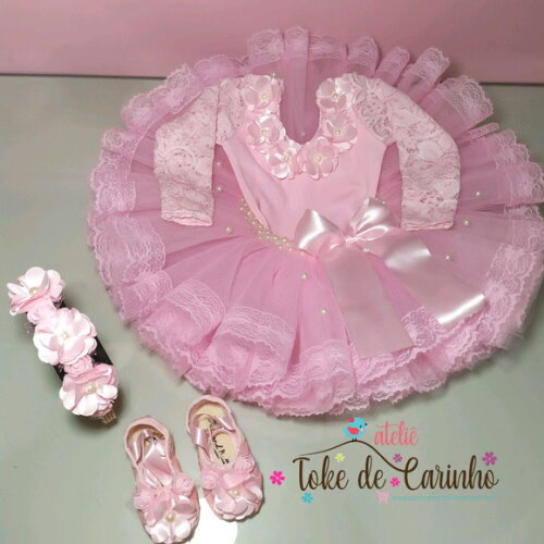 Fantasia Infantil Completa bailarina. Tamanho 1 ou 2 Anos.