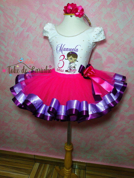 Fantasia infantil tema Doutora Brinquedo. Tamanho 1 a 4.