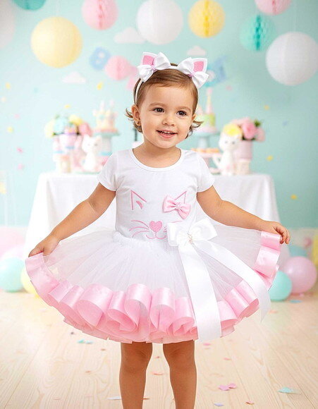 Fantasia Infantil Tema "gatinha". Tamanho 3 até 6 Anos.