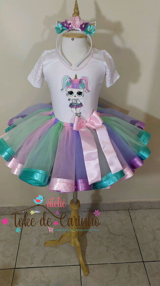 Fantasia Lol Unicórnio Luxo. Tamanho 4 ou 6.