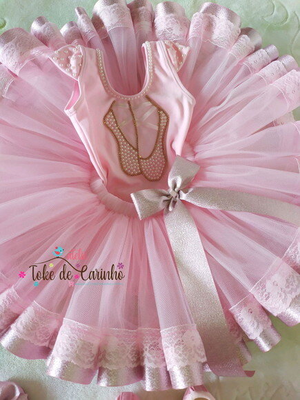 Fantasia Luxo bailarina 5 Peças. Tamanho 1 ou 2 Anos.