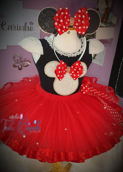 Fantasia Minnie + Sapatilha. Tamanho 4 ou 6 Anos