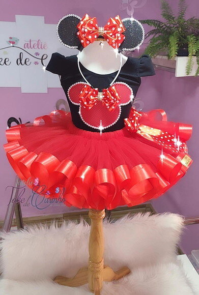 Fantasia Minnie Luxo Completa. Tamanho 1 ou 2 Anos