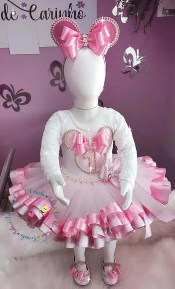 Fantasia Minnie Luxo Completa. Tamanho 1 ou 2 Anos