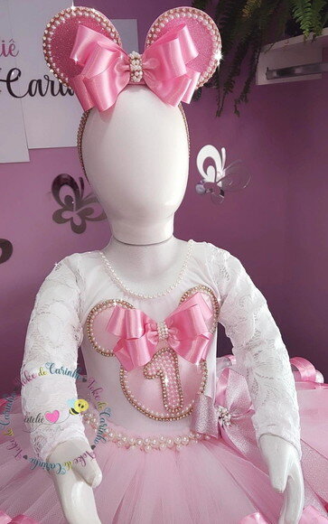 Fantasia Minnie Luxo Completa. Tamanho 1 ou 2 Anos