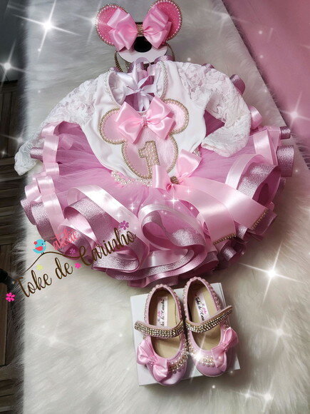 Fantasia Minnie Luxo Completa. Tamanho 1 ou 2 Anos