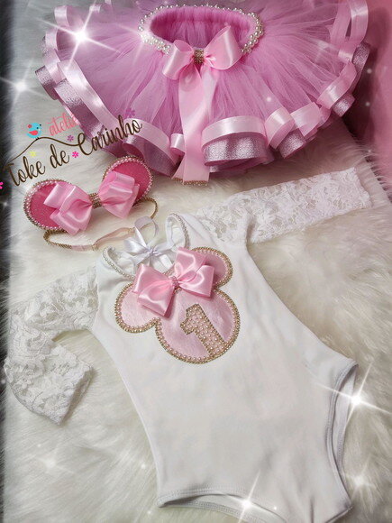 Fantasia Minnie Luxo Completa. Tamanho 1 ou 2 Anos