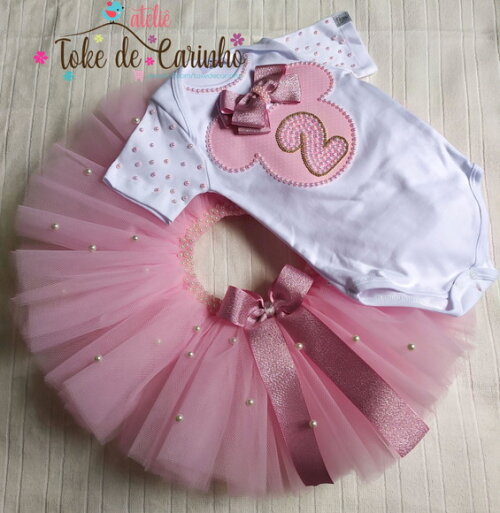 Fantasia Minnie Luxo. Tamanho 1 ano.