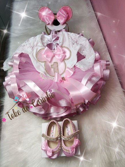 Fantasia Minnie Luxo Completa. Tamanho 1 ou 2 Anos