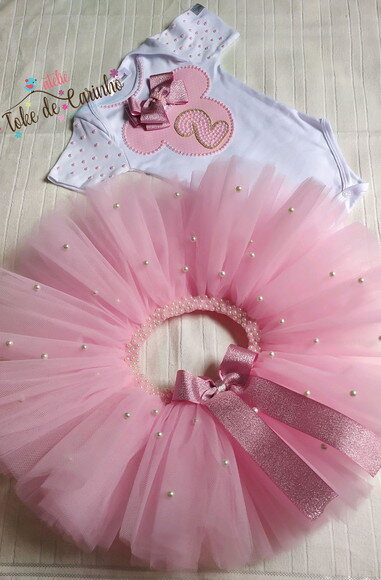 Fantasia Minnie Luxo. Tamanho 1 ano.