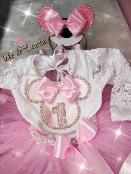 Fantasia Minnie Luxo. Tamanho 1 ou 2 anos