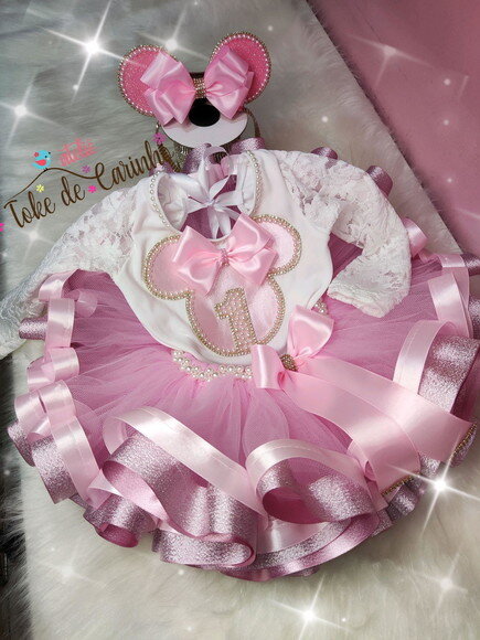 Fantasia Minnie Luxo. Tamanho 1 ou 2 anos