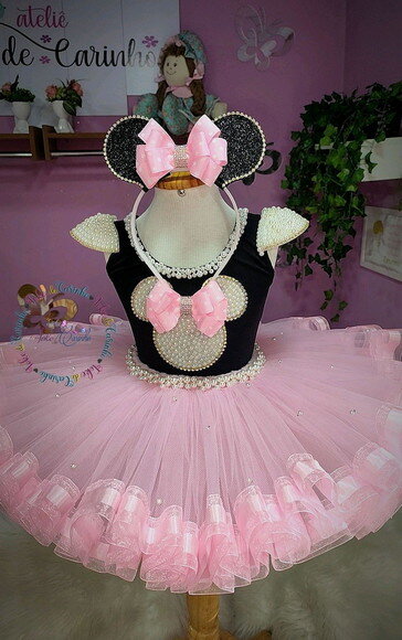 Fantasia Minnie Luxo. Tamanho 1 ou 2 Anos