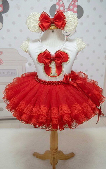 Fantasia Minnie Luxo. Tamanho 1 ou 2 Anos