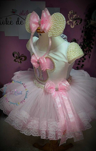 Fantasia Minnie Luxo. Tamanho 1 ou 2 Anos