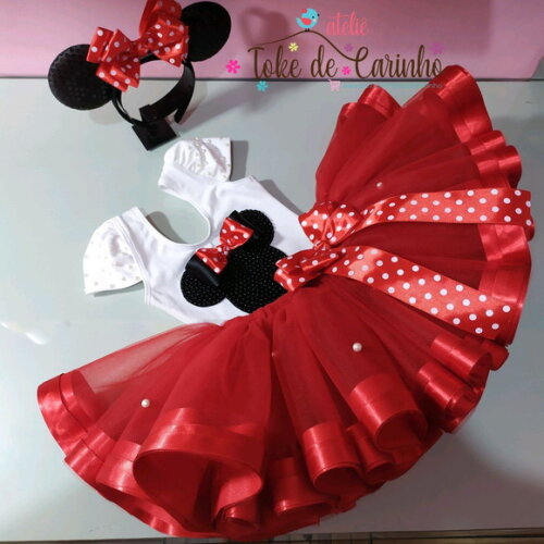 Fantasia Minnie Luxo. Tamanho 1 ou 2 Anos.