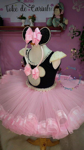 Fantasia Minnie Luxo. Tamanho 3 a 6 Anos.