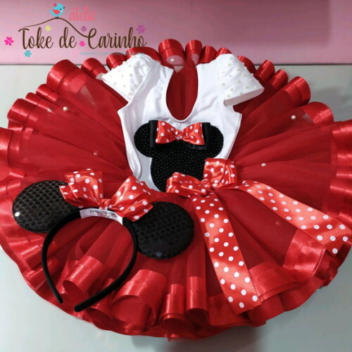 Fantasia Minnie Luxo. Tamanho 1 ou 2 Anos.