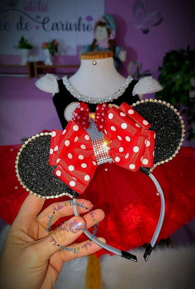 Fantasia Minnie Luxo. Tamanho 3 a 6 Anos.