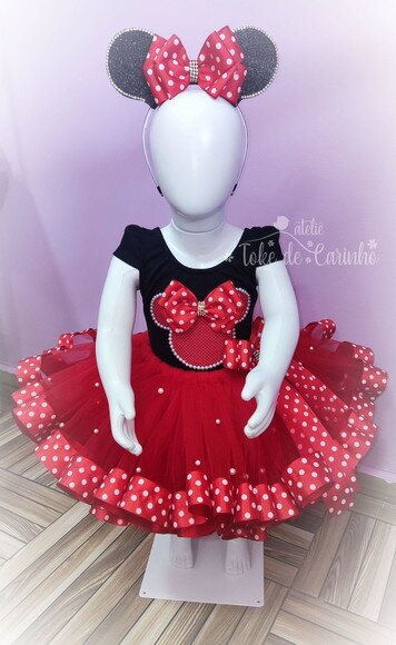 Fantasia Tema minnie. Tamanho 1 ou 2 Anos