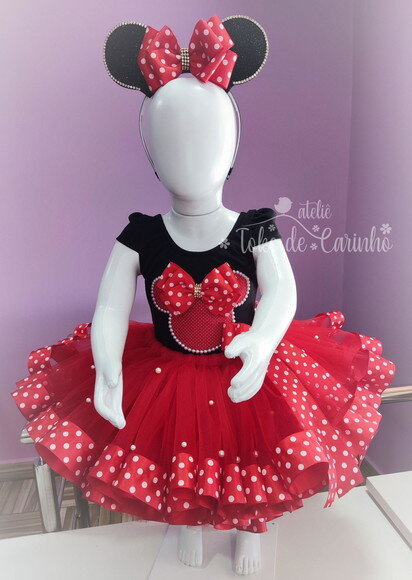 Fantasia Tema minnie. Tamanho 1 ou 2 Anos