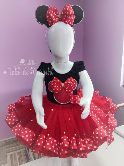 Fantasia Tema minnie. Tamanho 1 ou 2 Anos