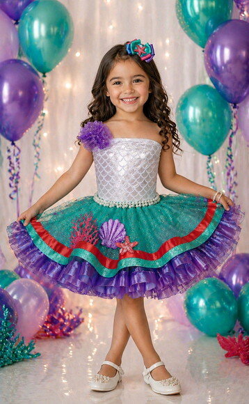 Fantasia Tutu Sereia Luxo . Tamanho 3 até 6 Anos.