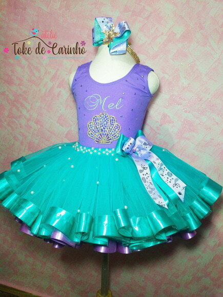 Fantasia tutu Sereia Luxo . Tamanho 4 ou 6 anos.