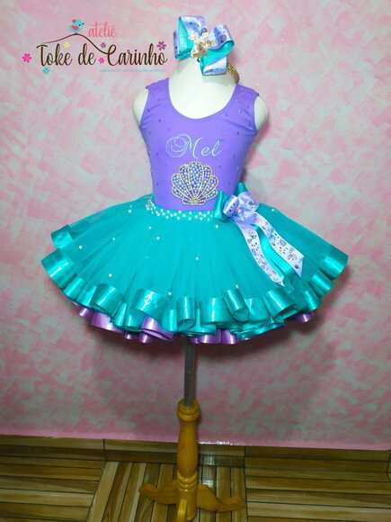 Fantasia tutu Sereia Luxo . Tamanho 4 ou 6 anos.